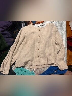 Valerie Stevens Neutral Beige Button-Back Lightweight Jacket